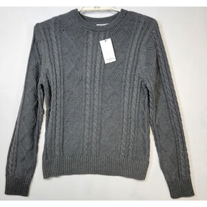 Goodfellow & Co Sweater Mens S Gray Cable Knit Crewneck Pullover New Warm New